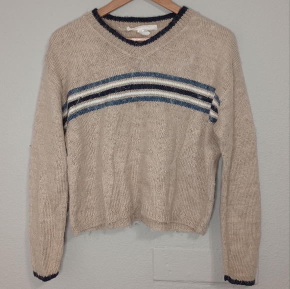 Vintage 90s suspicious lines eclectic grandpa  wool blend boxy sweater - Picture 1 of 8